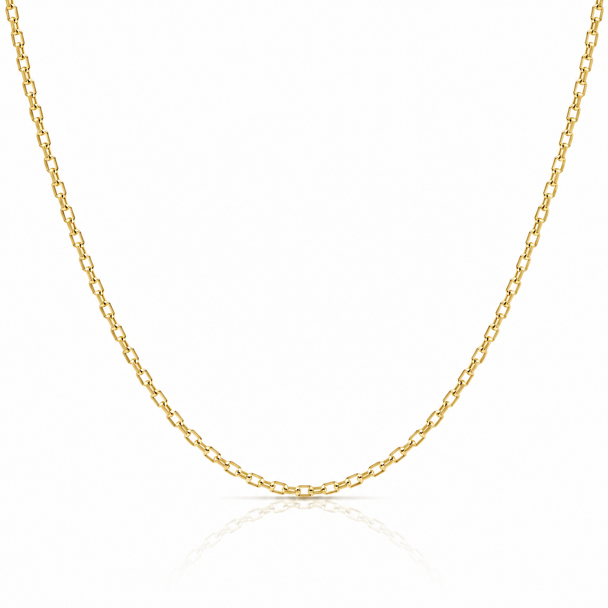 1.0mm Forzantina diamond-cut chain in 925 sterling silver, gold plated, made in Italy