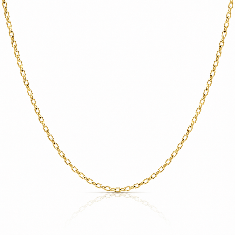 1.0mm Forzantina diamond-cut chain in 925 sterling silver, gold plated, made in Italy