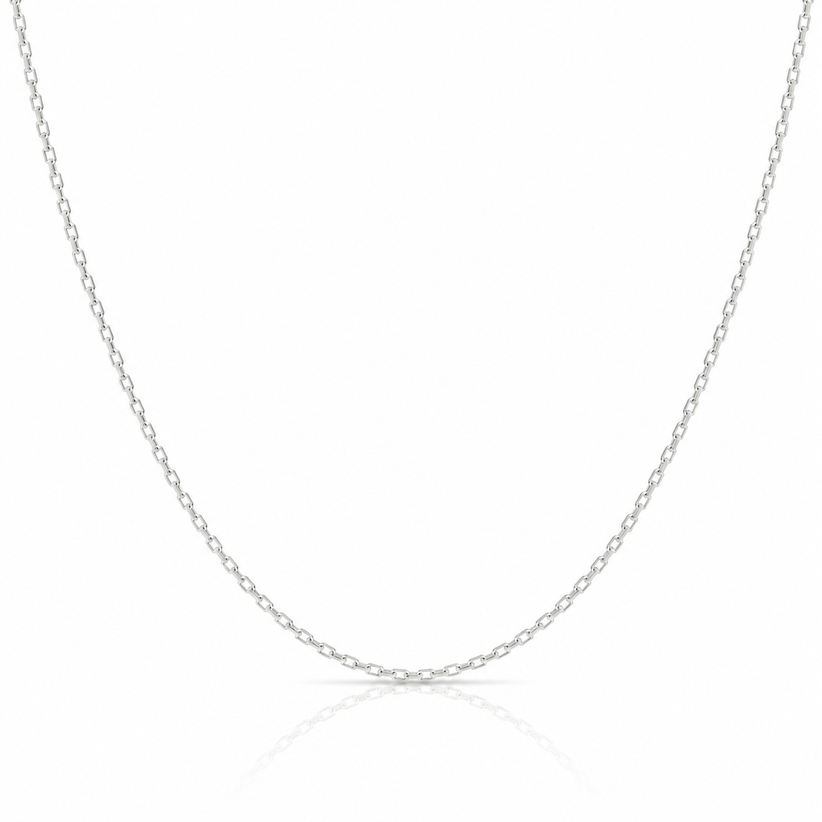 0.8mm Forzantina diamond-cut chain in 925 sterling silver, rhodium plated, made in Italy