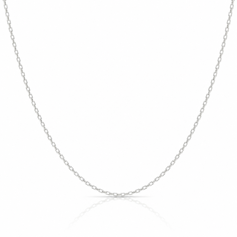 0.8mm Forzantina diamond-cut chain in 925 sterling silver, rhodium plated, made in Italy