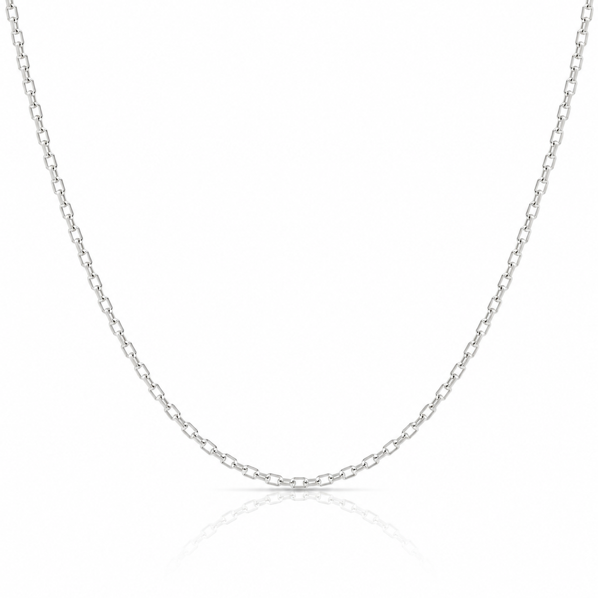 1.0mm Forzantina diamond-cut chain in 925 sterling silver, rhodium plated, made in Italy
