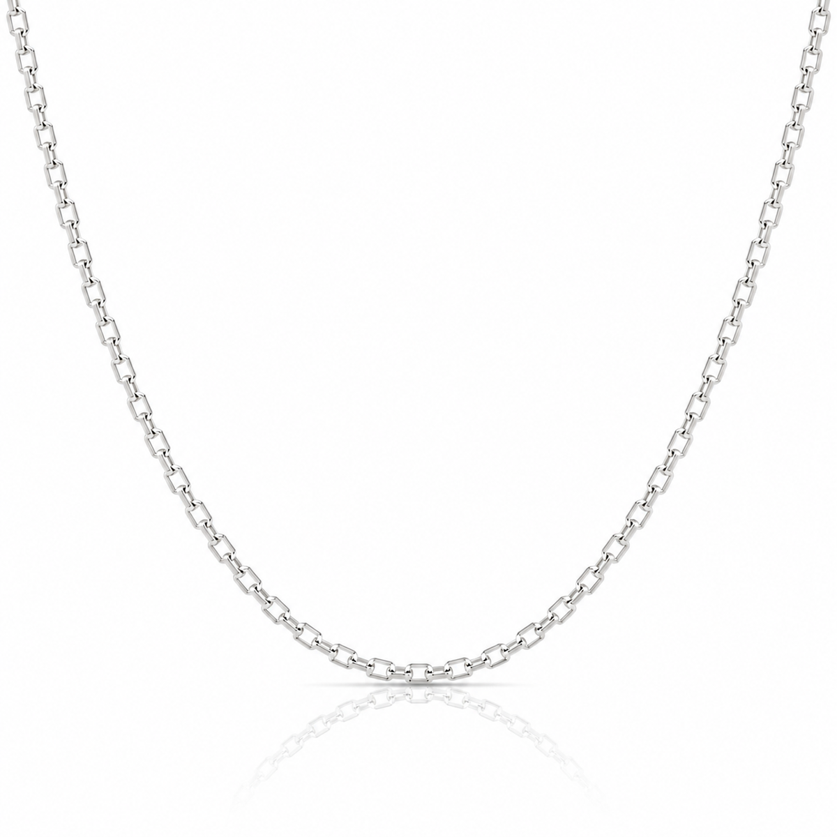 1.2mm Forzantina diamond-cut chain in 925 sterling silver, rhodium plated, made in Italy