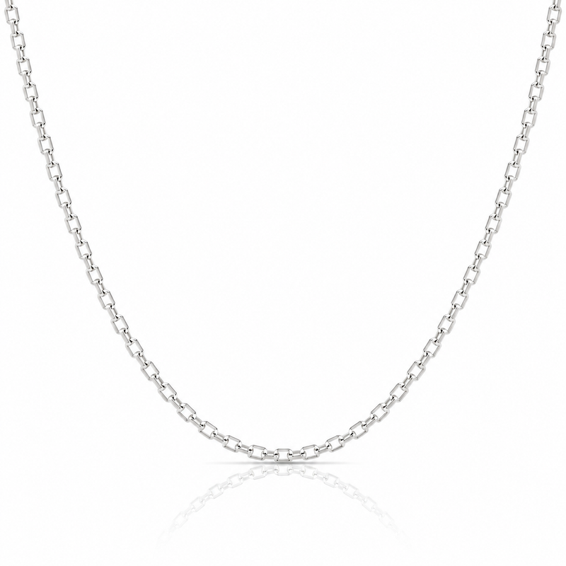 1.2mm Forzantina diamond-cut chain in 925 sterling silver, rhodium plated, made in Italy