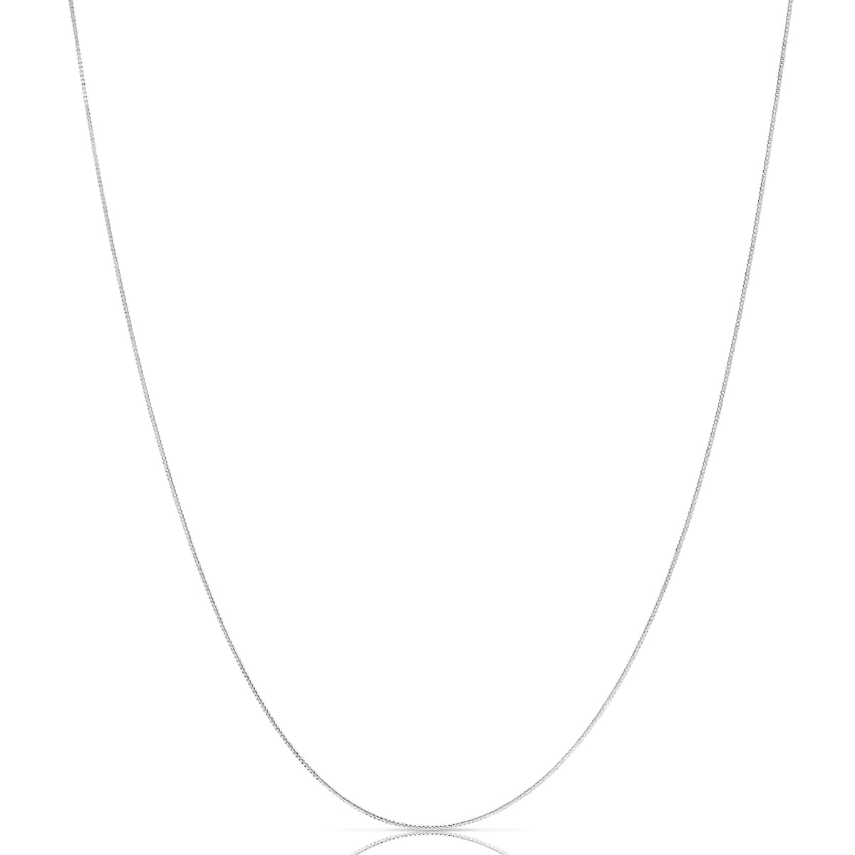 0.7mm box chain in 925 sterling silver, rhodium plated, made in Italy