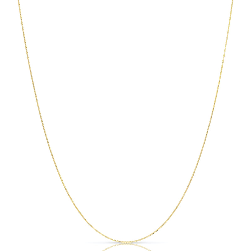 0.8mm box chain in 925 sterling silver, gold plated, made in Italy