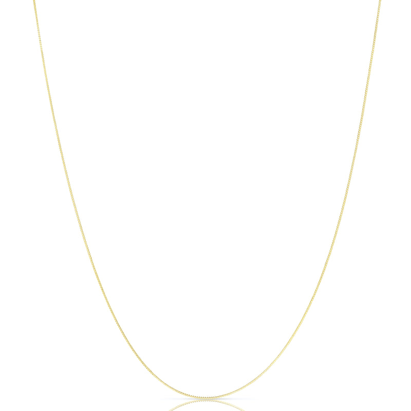 0.7mm box chain in 925 sterling silver, gold plated, made in Italy