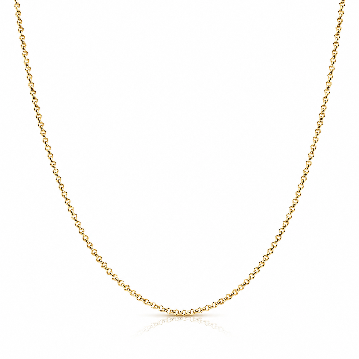 1.3mm Rolo diamond-cut chain in 925 sterling silver, gold plated, made in Italy