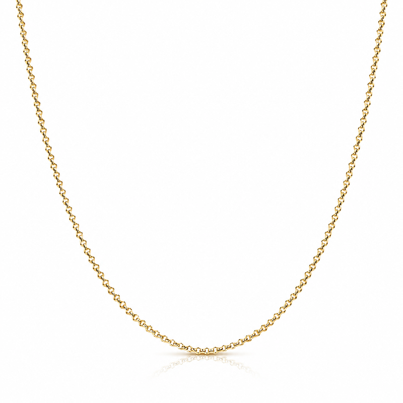 1.3mm Rolo diamond-cut chain in 925 sterling silver, gold plated, made in Italy