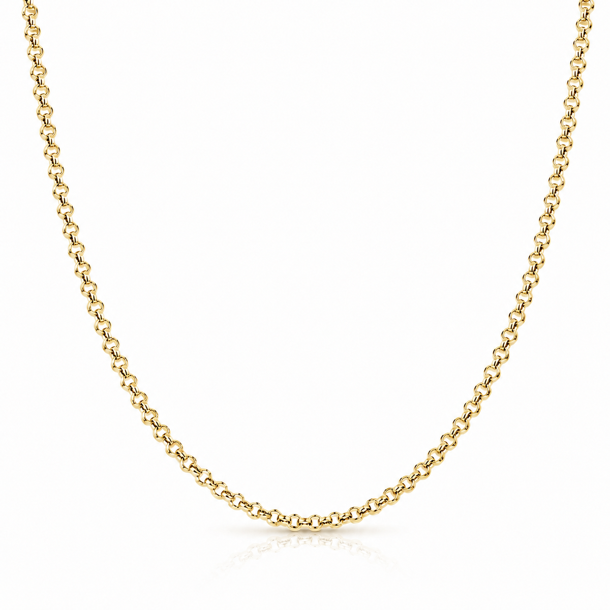 1.9mm Rolo diamond-cut chain in 925 sterling silver, gold plated, made in Italy