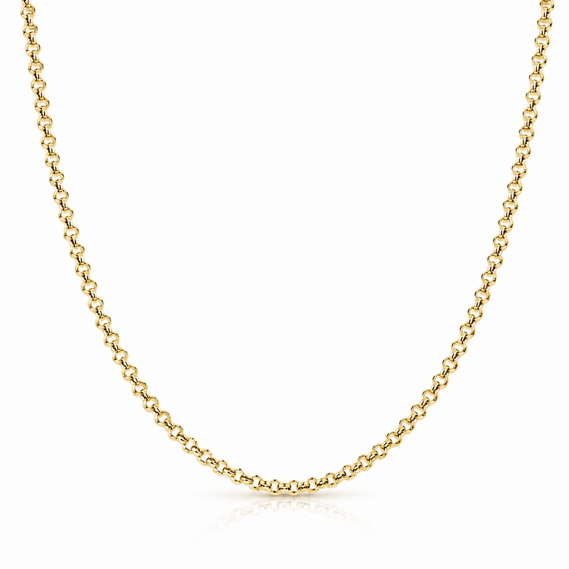 1.9mm Rolo diamond-cut chain in 925 sterling silver, gold plated, made in Italy