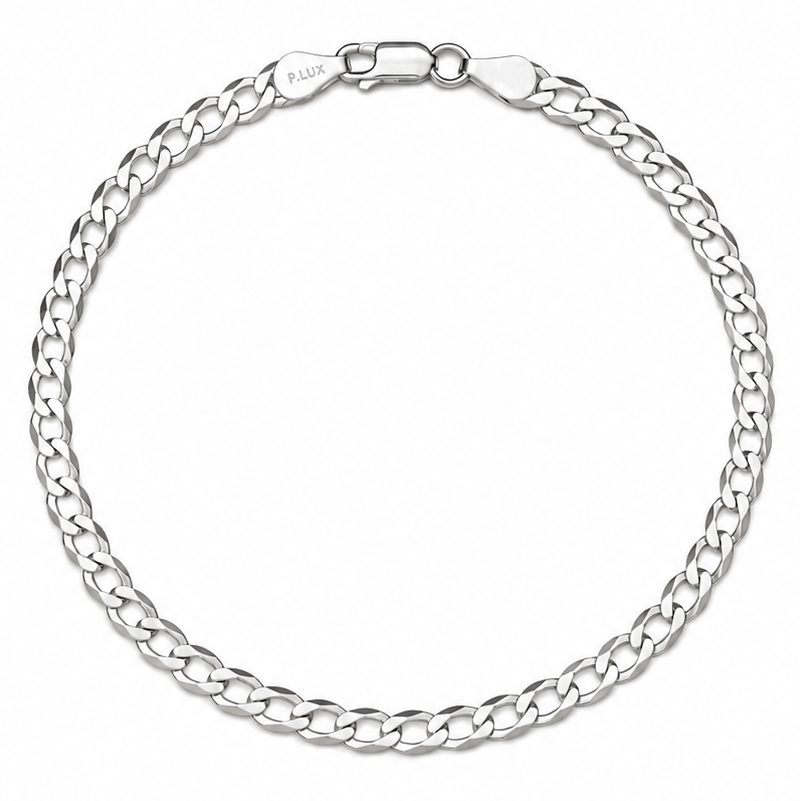 3.5mm curb bracelet in 925 sterling silver, polished finish, made in Italy