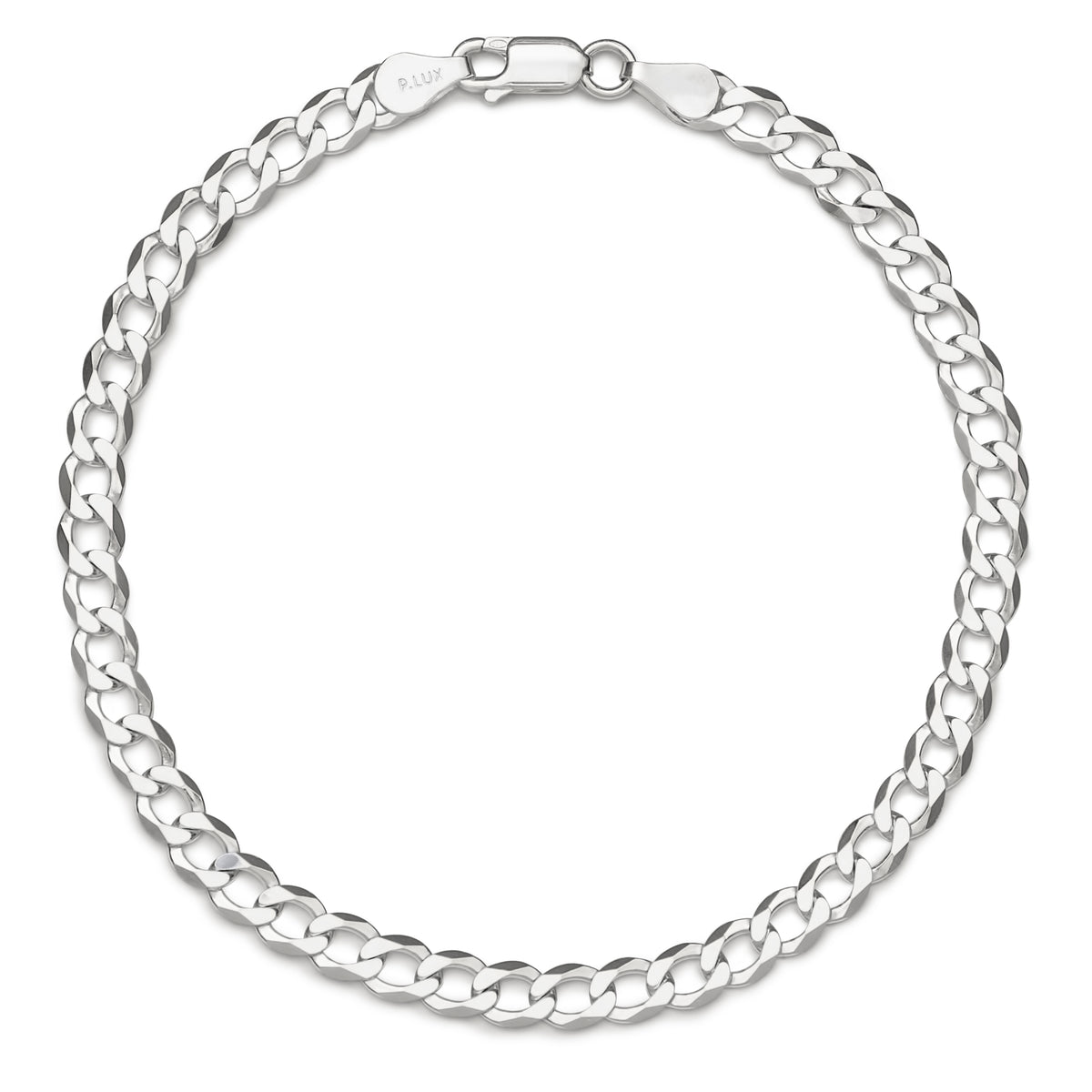 5mm curb bracelet in 925 sterling silver, polished finish, made in Italy