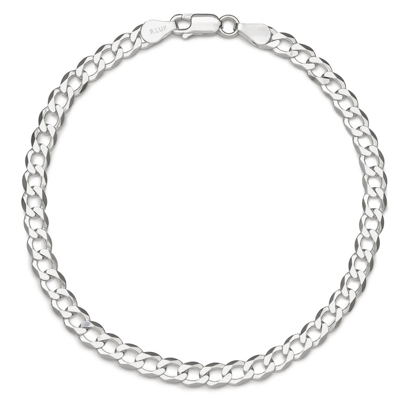 5mm curb bracelet in 925 sterling silver, polished finish, made in Italy