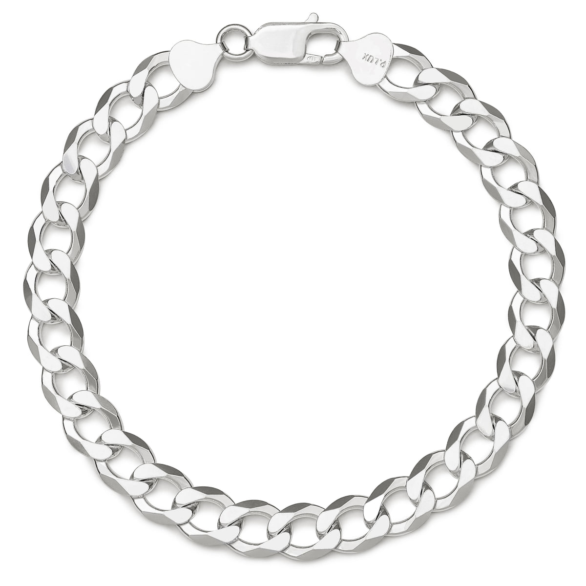 8.5mm curb bracelet in 925 sterling silver, polished finish, made in Italy