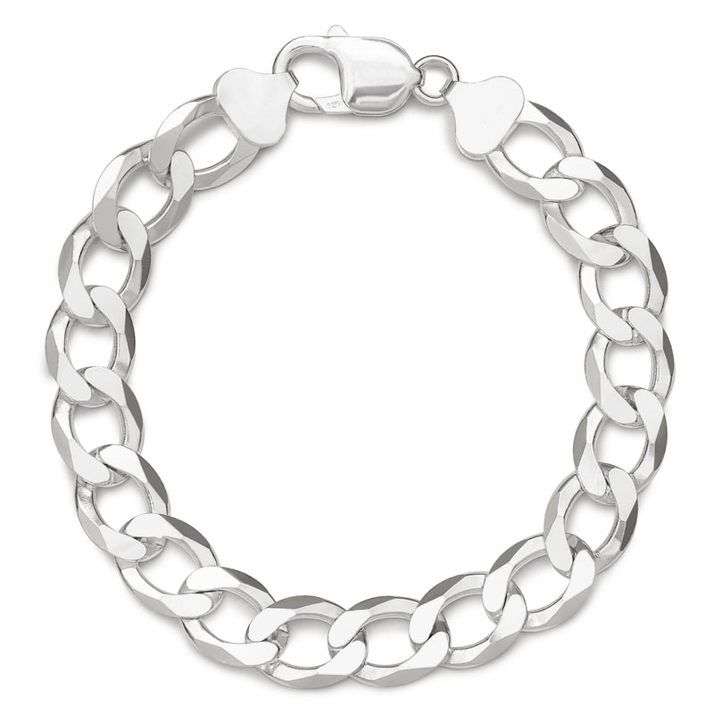 10.5mm curb bracelet in 925 sterling silver, polished finish, made in Italy