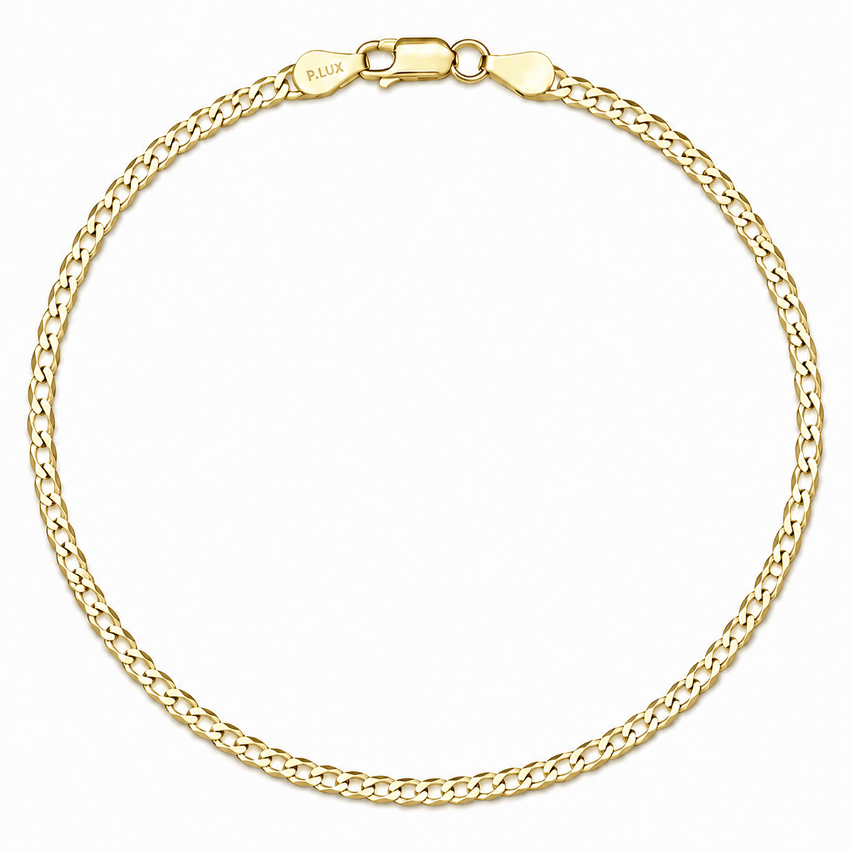 2mm curb bracelet in 925 sterling silver, gold plated, made in Italy