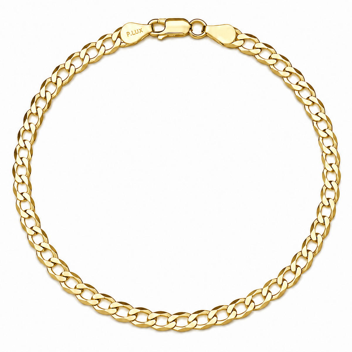 3.5mm curb bracelet in 925 sterling silver, gold plated, made in Italy