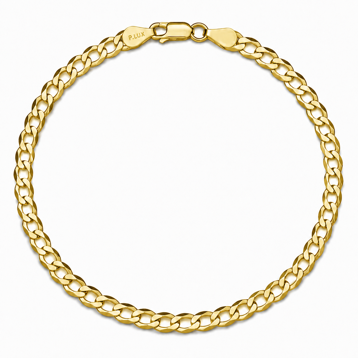 4mm curb bracelet in 925 sterling silver, gold plated, made in Italy