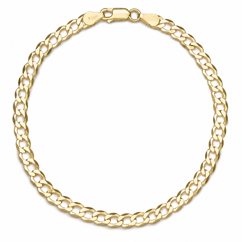 5mm curb bracelet in 925 sterling silver, gold plated, made in Italy