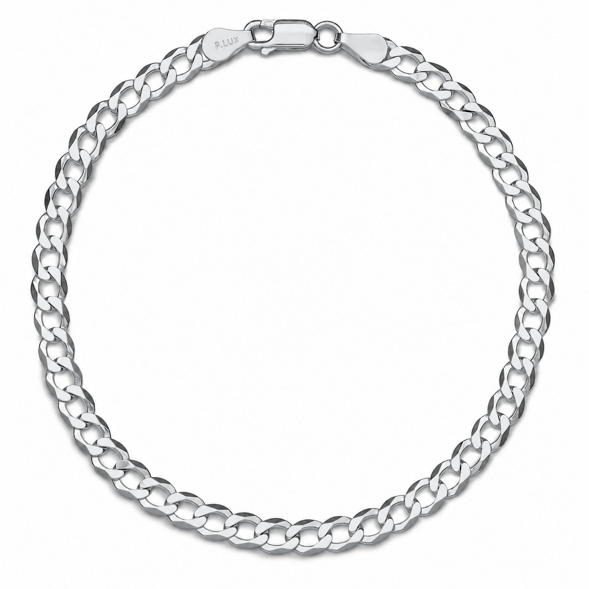 5mm curb bracelet in 925 sterling silver, rhodium plated, made in Italy