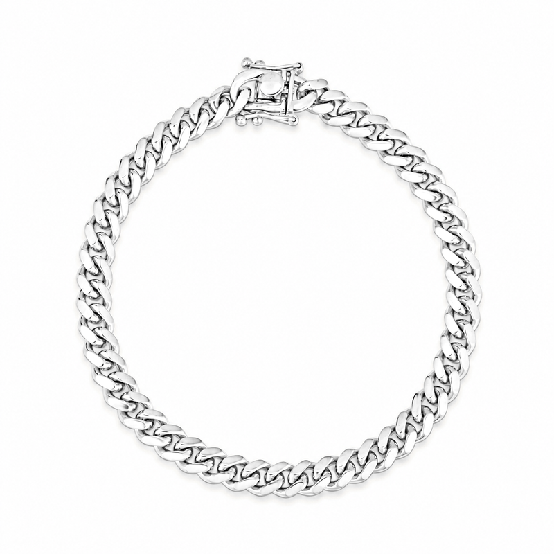 6mm Miami Cuban bracelet in 925 sterling silver, polished finish, made in Italy
