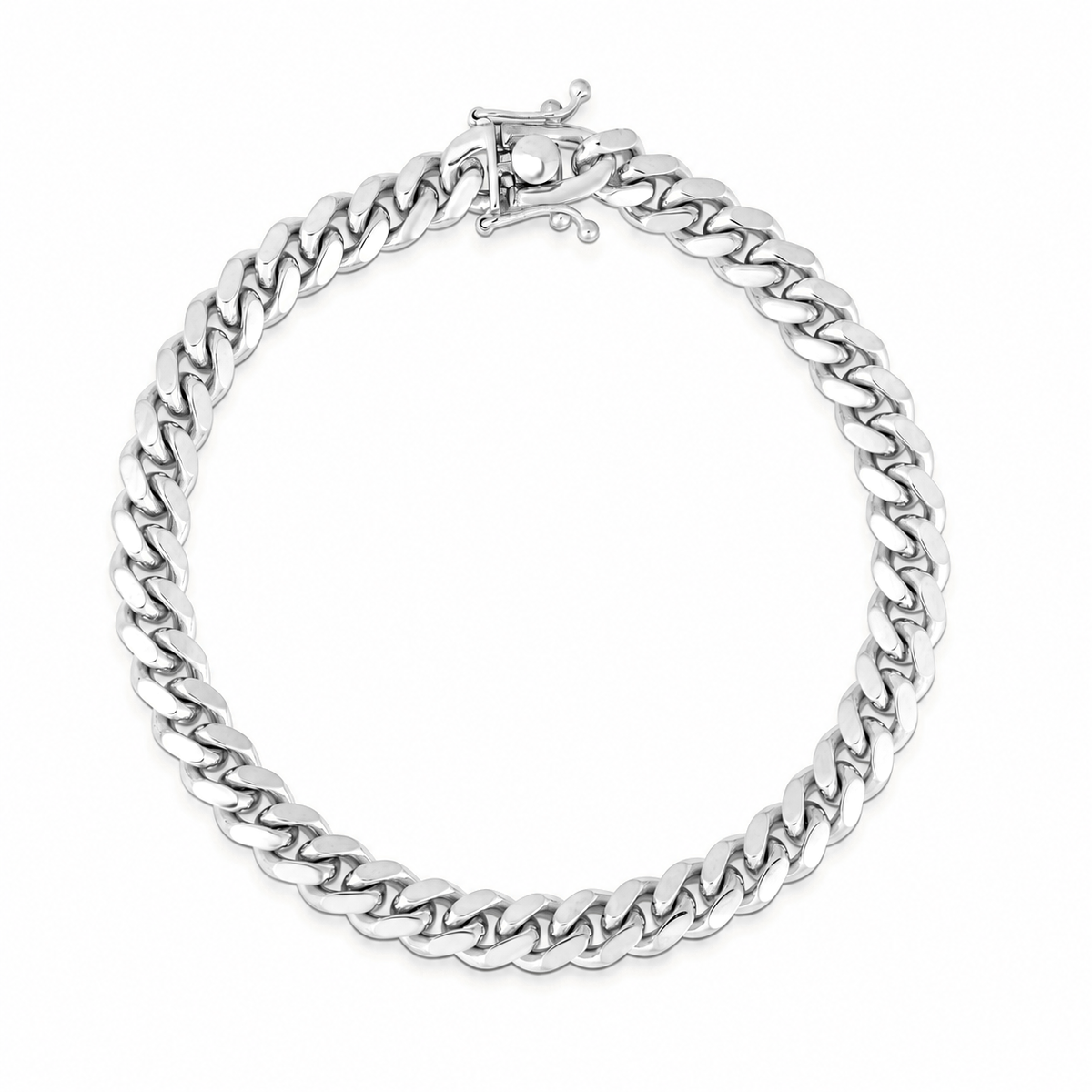 7mm Miami Cuban bracelet in 925 sterling silver, polished finish, made in Italy