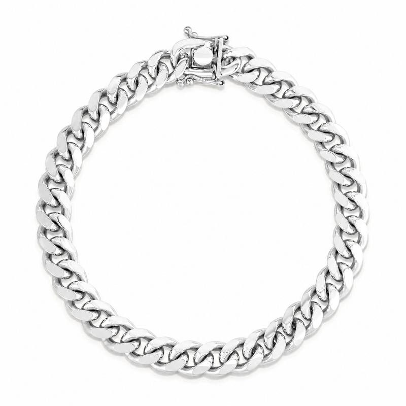 8.5mm Miami Cuban bracelet in 925 sterling silver, polished finish, made in Italy