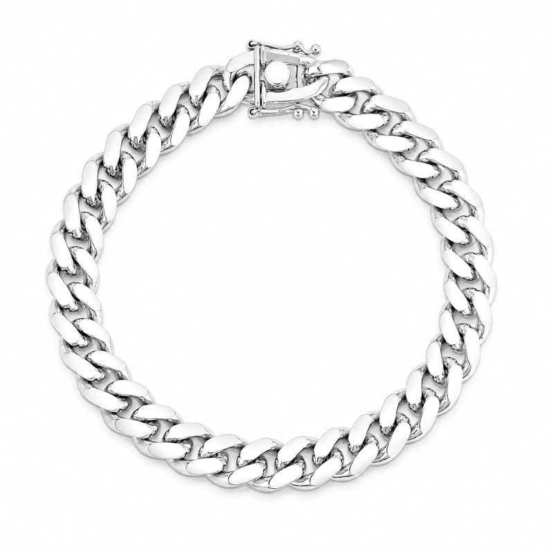 10mm Miami Cuban bracelet in 925 sterling silver, polished finish, made in Italy