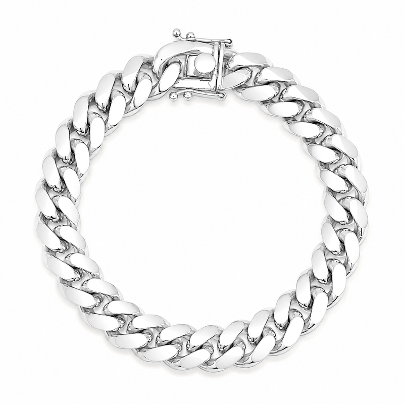 12.5mm Miami Cuban bracelet in 925 sterling silver, polished finish, made in Italy