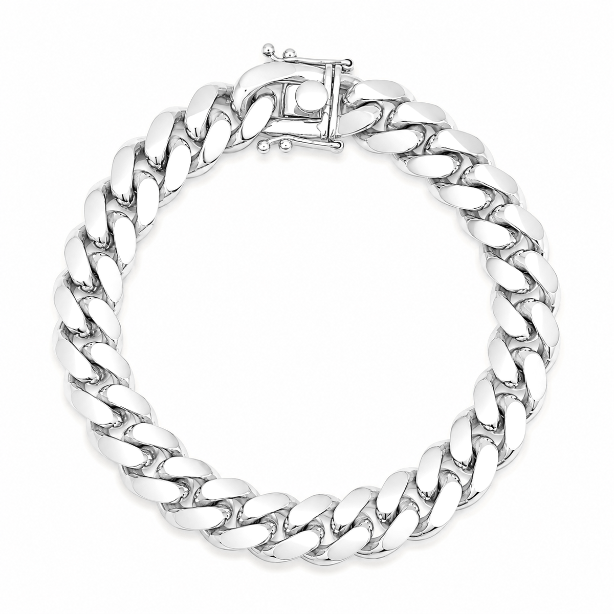 14mm Miami Cuban bracelet in 925 sterling silver, polished finish, made in Italy
