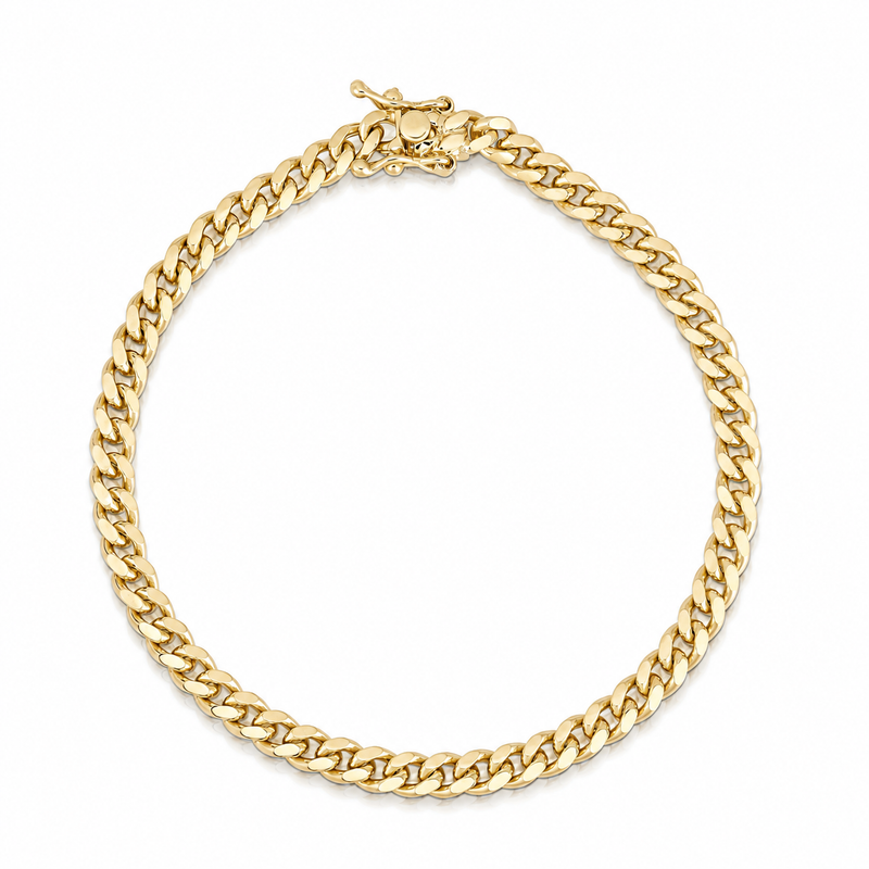 5mm Miami Cuban bracelet in 925 sterling silver, gold plated, made in Italy