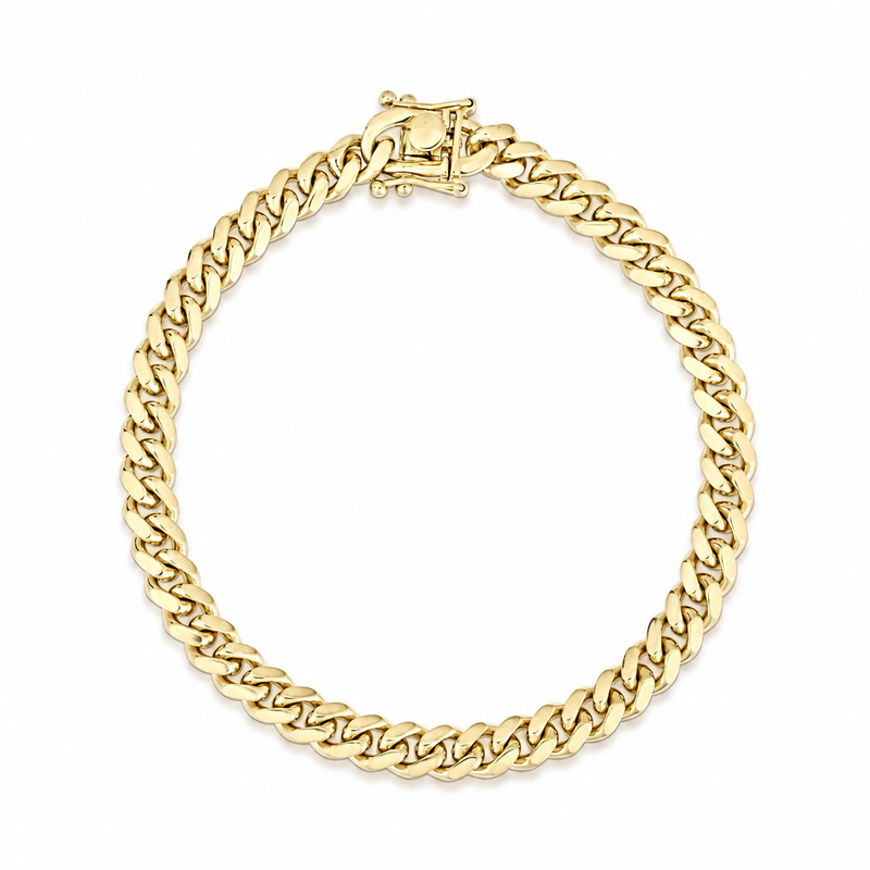6mm Miami Cuban bracelet in 925 sterling silver, gold plated, made in Italy