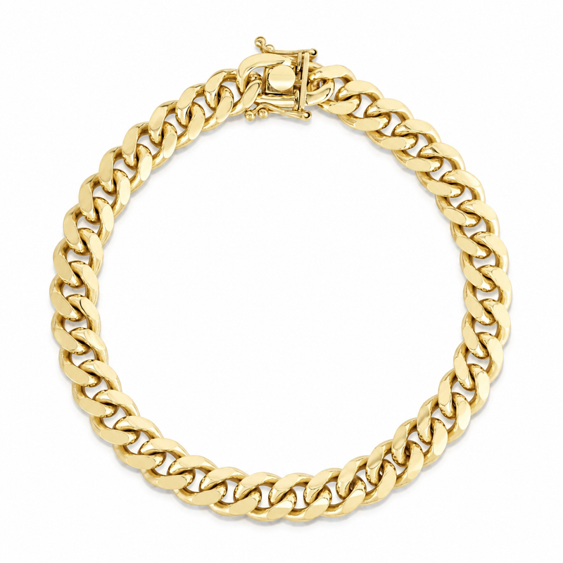 8.5mm Miami Cuban bracelet in 925 sterling silver, gold plated, made in Italy