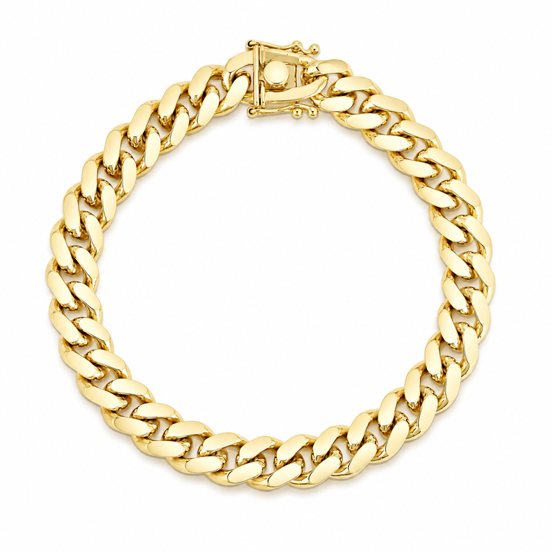 10mm Miami Cuban bracelet in 925 sterling silver, gold plated, made in Italy