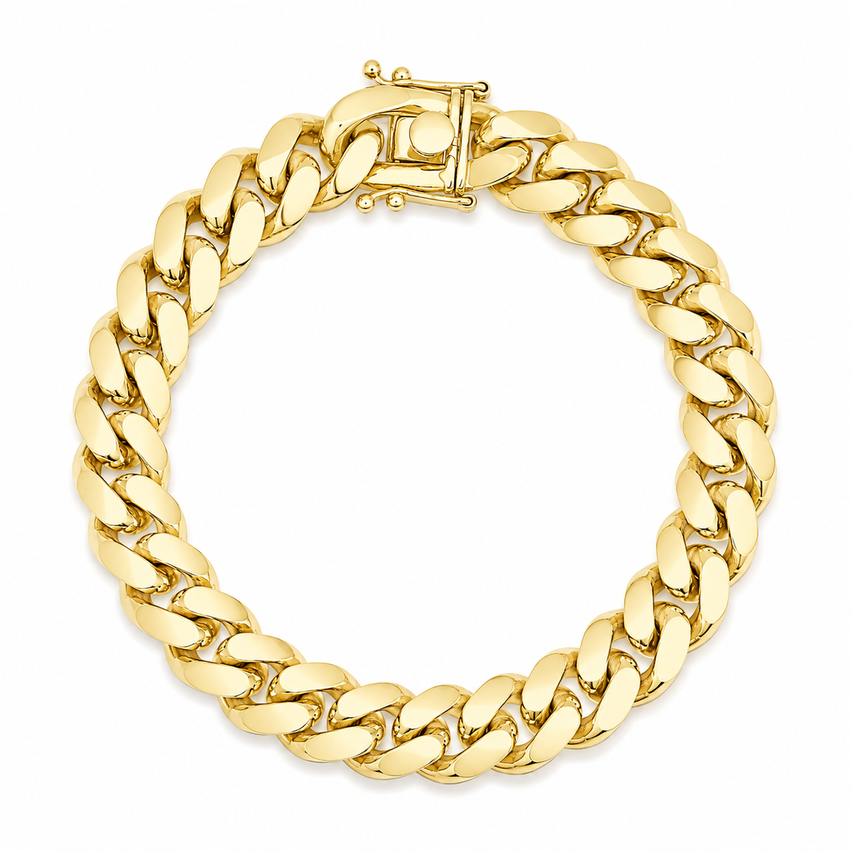 14mm Miami Cuban bracelet in 925 sterling silver, gold plated, made in Italy