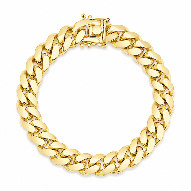 14mm Miami Cuban bracelet in 925 sterling silver, gold plated, made in Italy