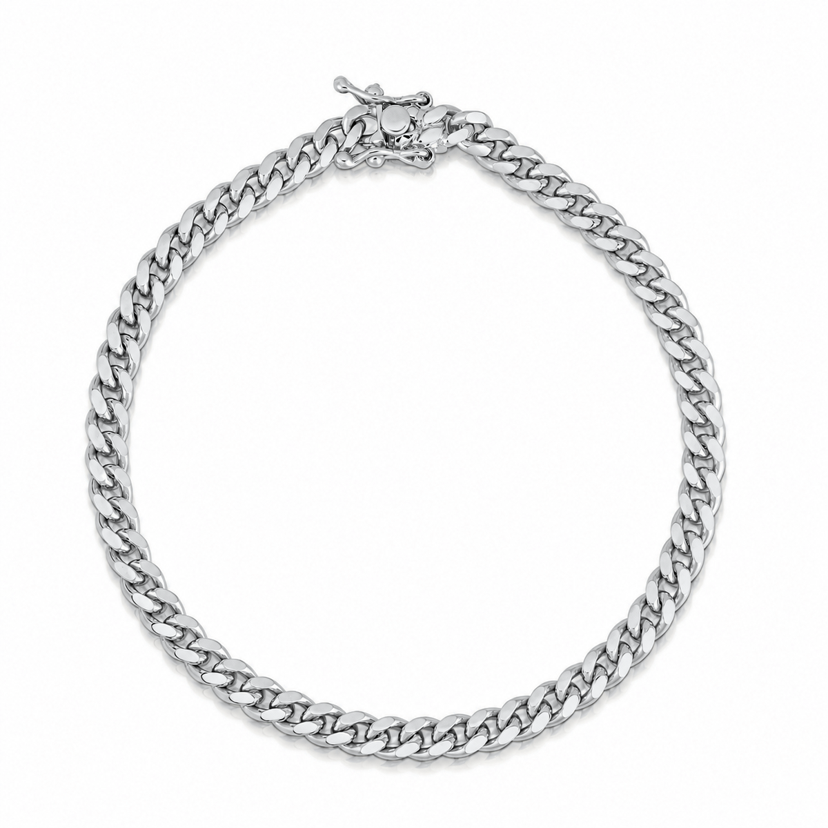 5mm Miami Cuban bracelet in 925 sterling silver, rhodium plated, made in Italy
