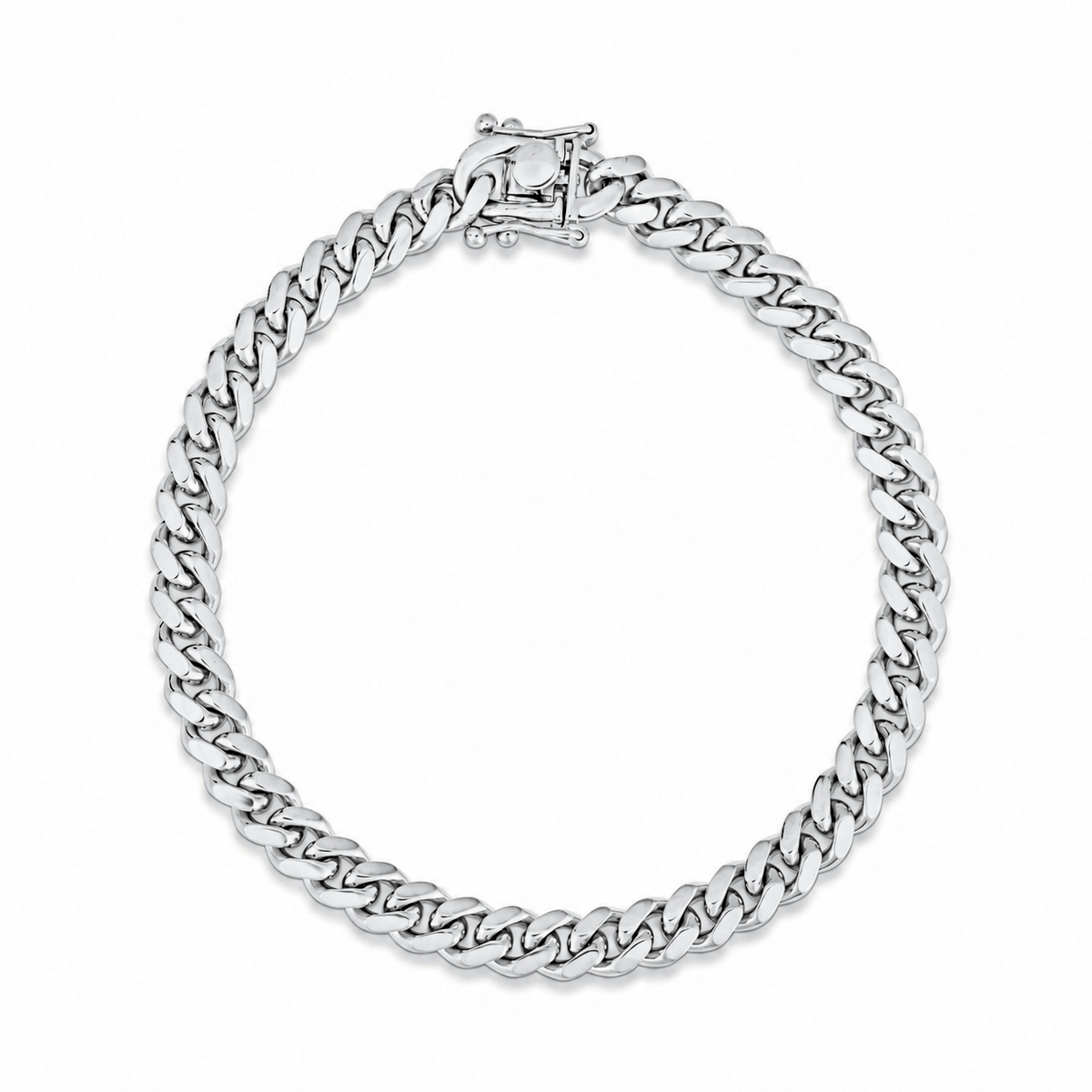 6mm Miami Cuban bracelet in 925 sterling silver, rhodium plated, made in Italy