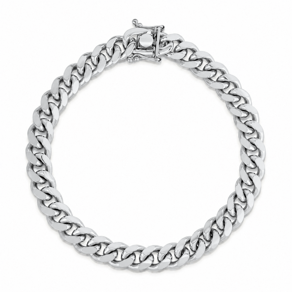 8.5mm Miami Cuban bracelet in 925 sterling silver, rhodium plated, made in Italy