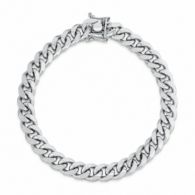 8.5mm Miami Cuban bracelet in 925 sterling silver, rhodium plated, made in Italy