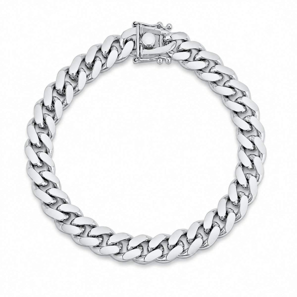 10mm Miami Cuban bracelet in 925 sterling silver, rhodium plated, made in Italy