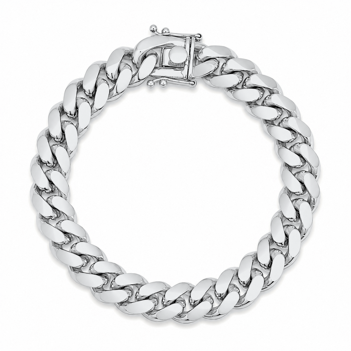 14mm Miami Cuban bracelet in 925 sterling silver, rhodium plated, made in Italy