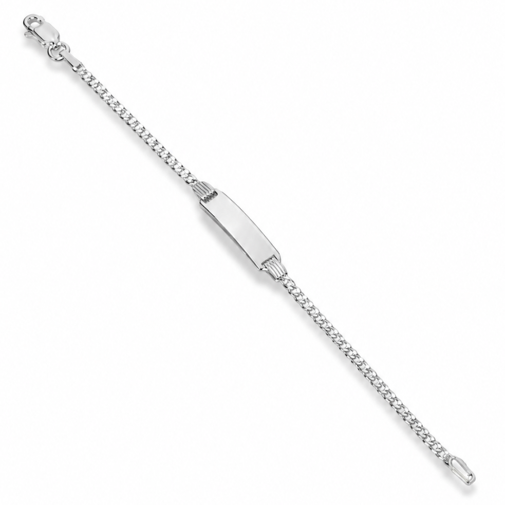 2mm baby ID curb bracelet in 925 sterling silver, polished finish, made in Italy