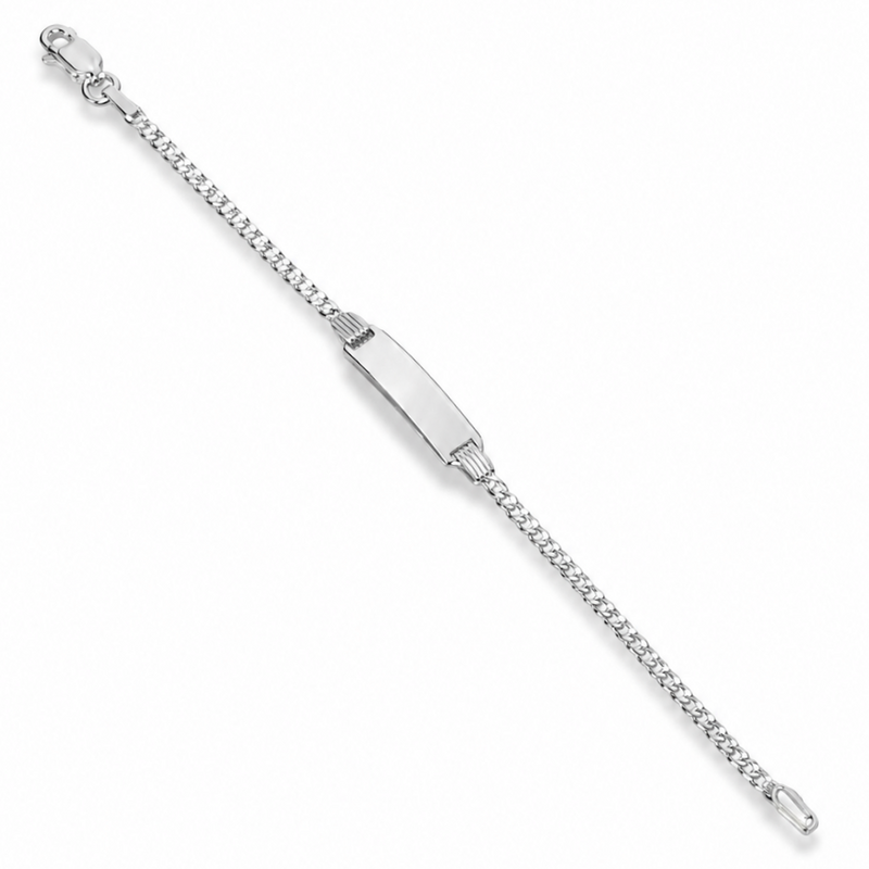 2mm baby ID curb bracelet in 925 sterling silver, polished finish, made in Italy