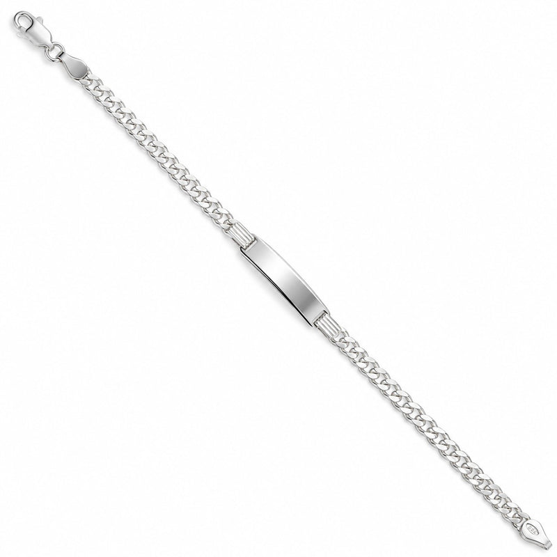 3mm baby ID curb bracelet in 925 sterling silver, polished finish, made in Italy