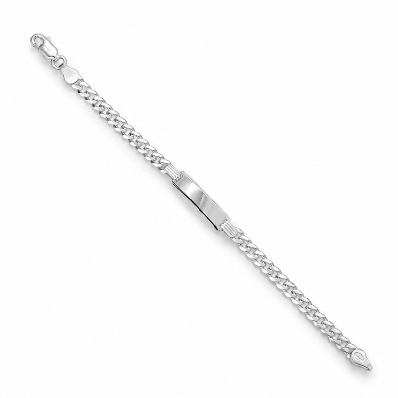 3.5mm baby ID curb bracelet in 925 sterling silver, polished finish, made in Italy
