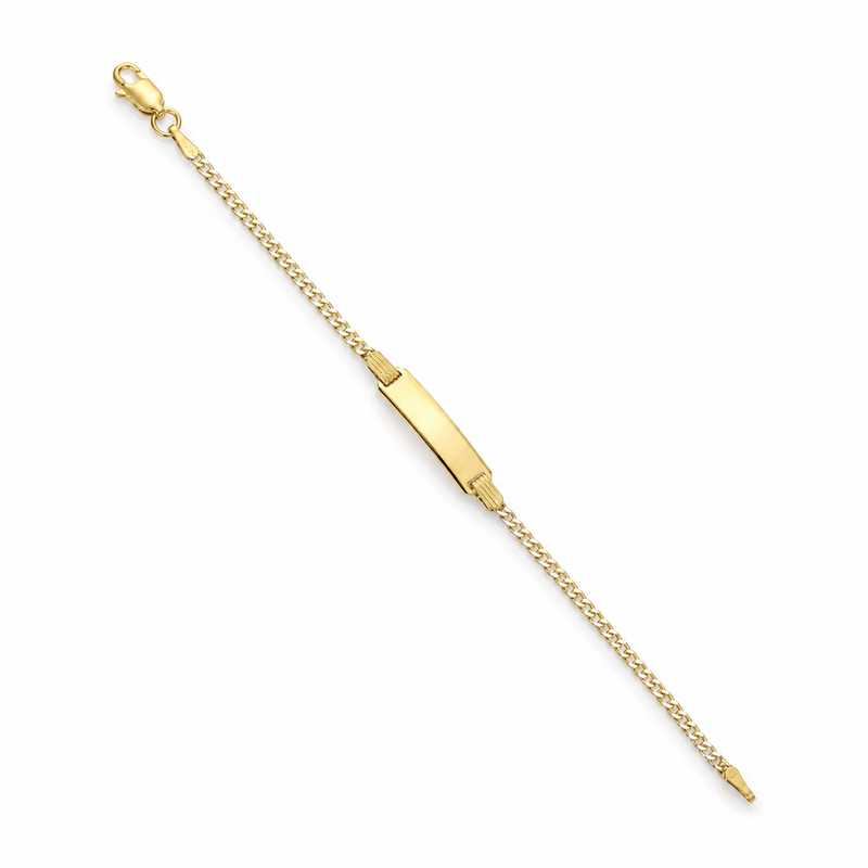 2mm baby ID curb bracelet in 925 sterling silver, two-tone, made in Italy