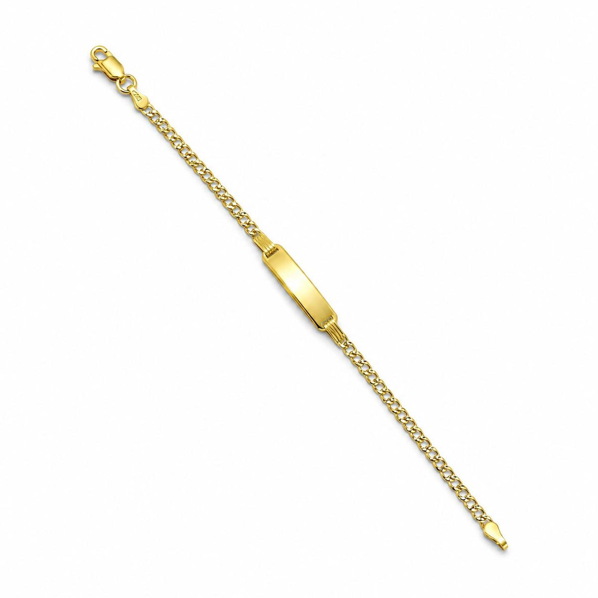 3mm baby ID curb bracelet in 925 sterling silver, two-tone, made in Italy