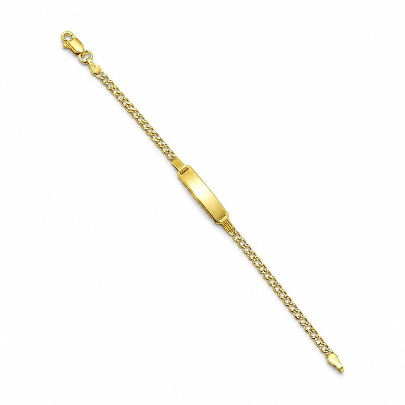 3mm baby ID curb bracelet in 925 sterling silver, two-tone, made in Italy