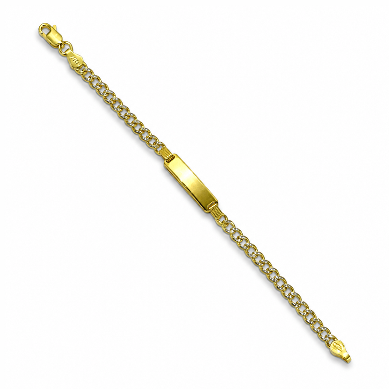 3.5mm baby ID curb bracelet in 925 sterling silver, two-tone, made in Italy